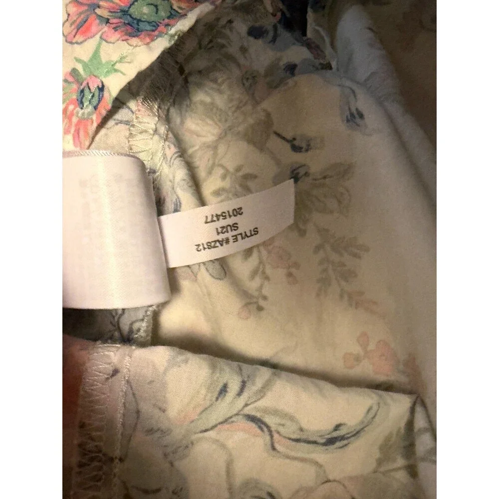 J.Crew Plus Size 24 Floral Cotton Button Front Smocked A-Line Sundress Cream
